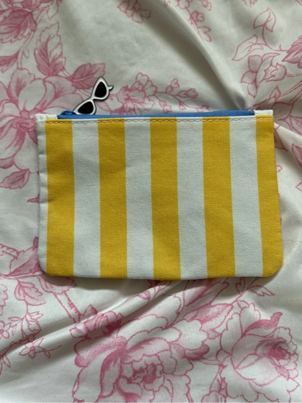 ipsy Yellow and White Striped Cosmetic Pouch